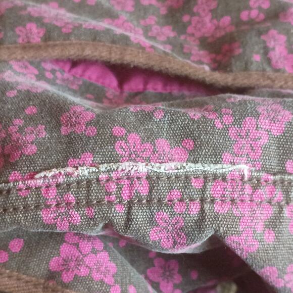 Aeropostale Brown & Pink Floral Y2K Canvas Multi-Pocket Messenger Bag Backpack - Picture 5 of 6